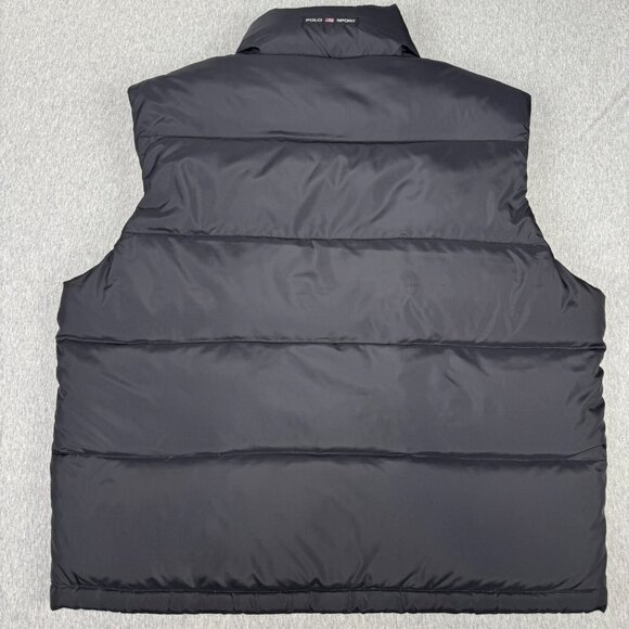 Vintage Polo Sport Ralph Lauren Down Puffer Vest Men Size L Black (24x24”) Basic - Picture 3 of 12